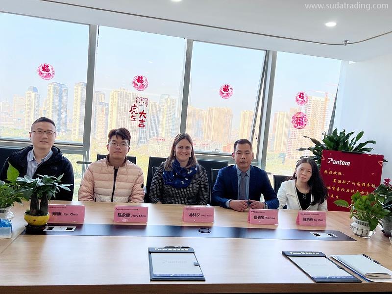 美國駐廣州總領(lǐng)事館農(nóng)業(yè)貿(mào)易處處長蒞臨廣東速達(dá)廣州分公司調(diào)研交流！